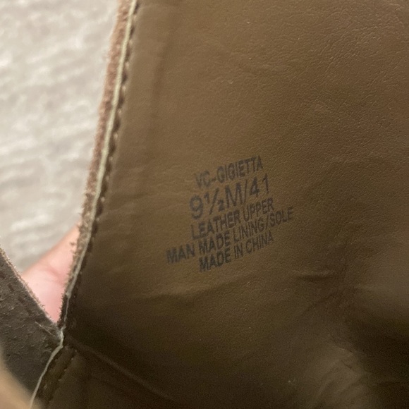 Vince Camuto Gigietta Suede Block Heel Western Cowboy Ankle Boots BrownTan s 9.5 - Picture 10 of 12